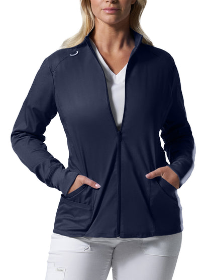 Landau Women's 3-Pocket Mock Neck Zip-Front Scrub Jacket