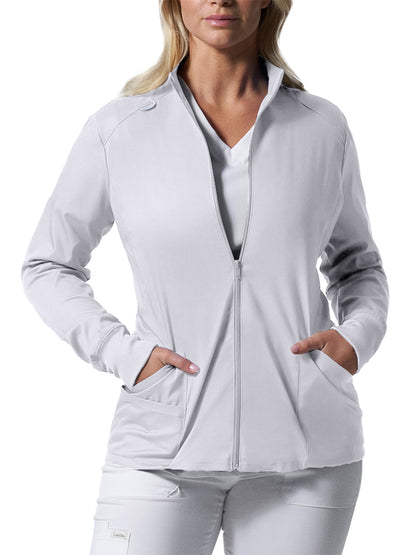 Landau Women's 3-Pocket Mock Neck Zip-Front Scrub Jacket