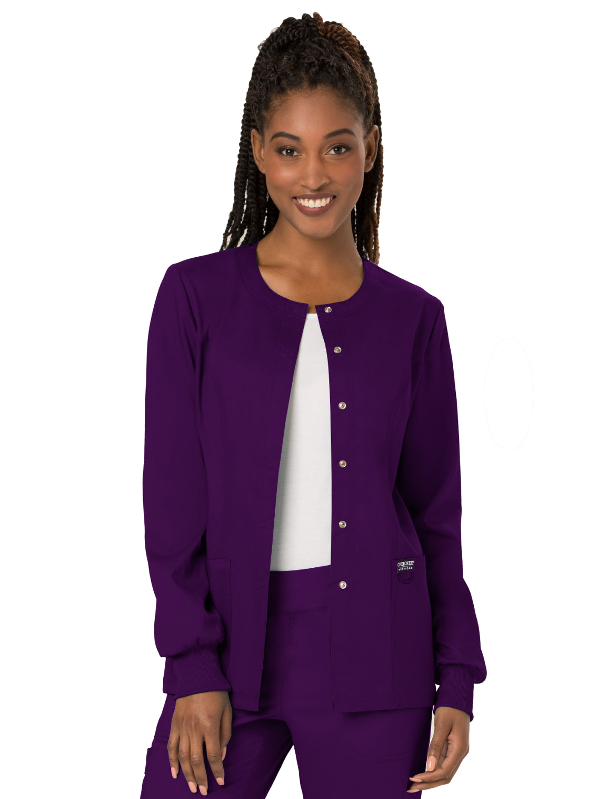 Cherokee Women's 3-Pocket Snap Front Scrub Jacket