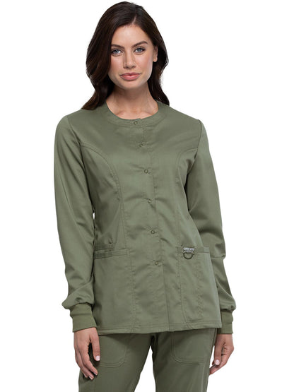 Cherokee Women's 3-Pocket Snap Front Scrub Jacket