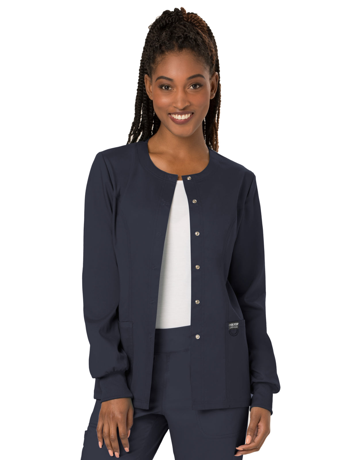 Cherokee Women's 3-Pocket Snap Front Scrub Jacket