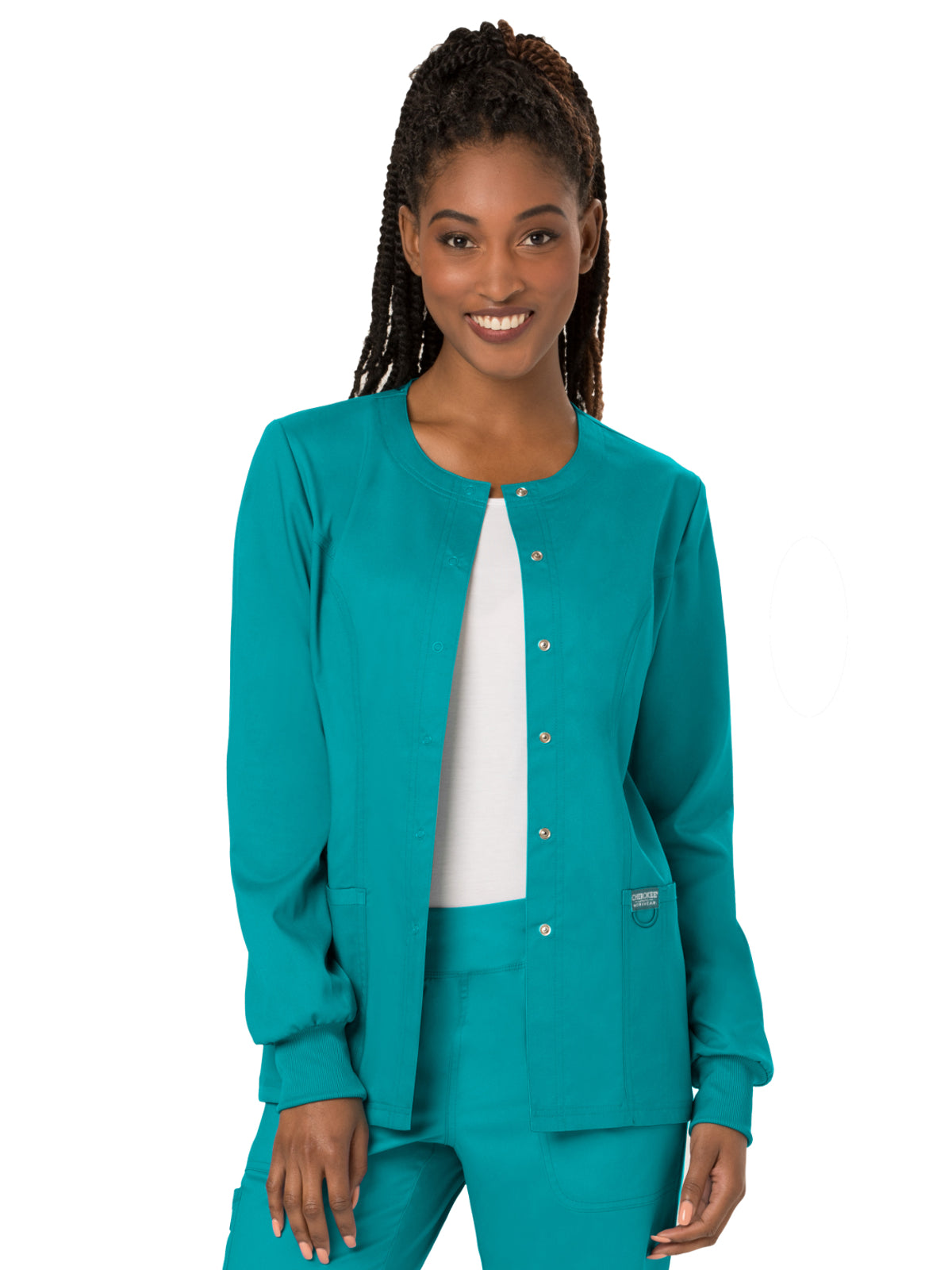 Cherokee Women's 3-Pocket Snap Front Scrub Jacket